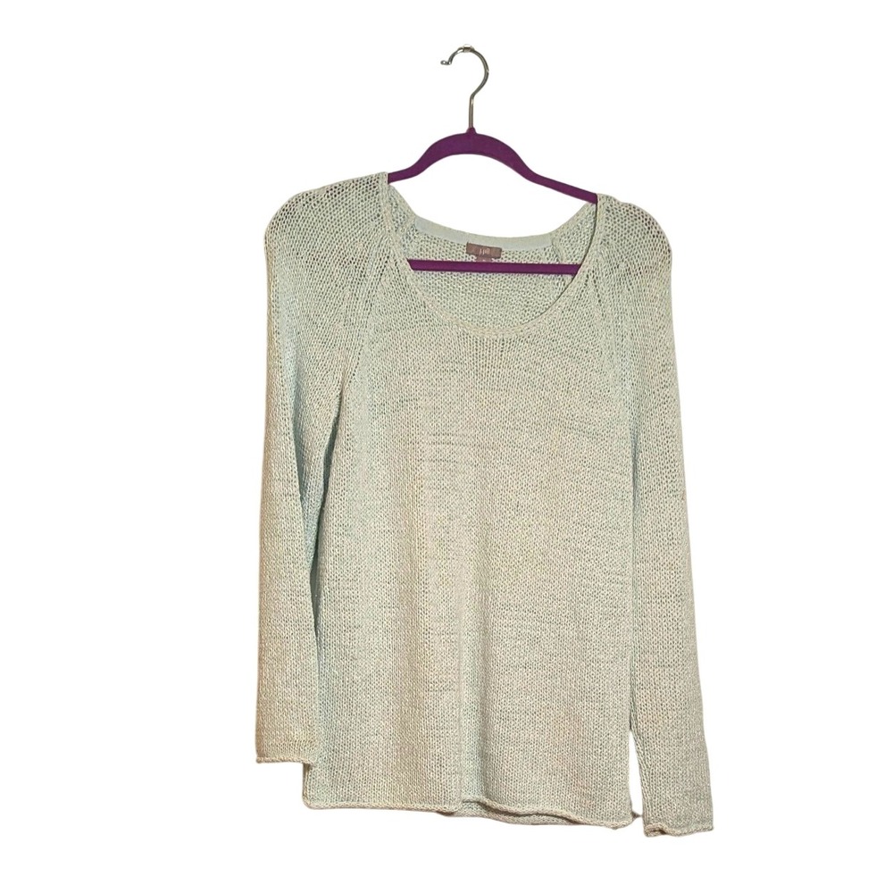 J.Jill Womens Sweater Knit Blue Cotton Blend Long‎ Sleeve Casual Top